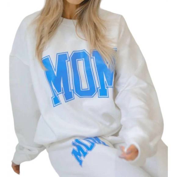 NEW FRIDAY + SATURDAY mom block sweatshirt in white - Picture 4 of 5